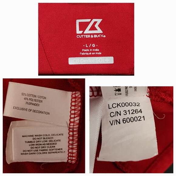 Cutter Buck 1/4 Zip Pullover sz L Women Red White CB DryTech UPF 50+ Performance - Picture 3 of 12